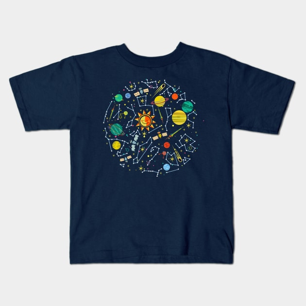 Galaxy of stars and planets Kids T-Shirt by richhwalsh